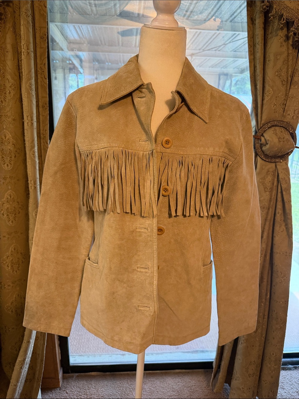 Blue Asphalt Tan Suede Fringe Leather Jacket